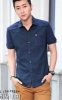 新款純棉男士短袖襯衫立領夏季男翻領襯衫